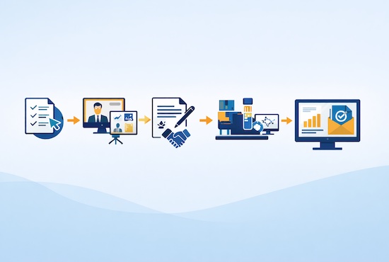 Flow chart from intake form to data delivery