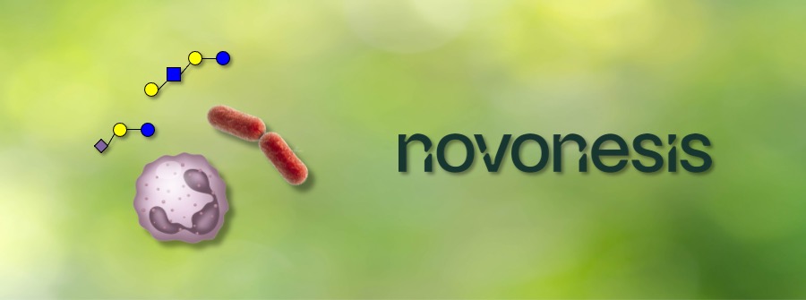 1 of 1, HMOs and cells next to novonesis logo on green background